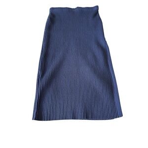 Open Edit Blue Ribbed Side Slit Women's Skirt Size Medium